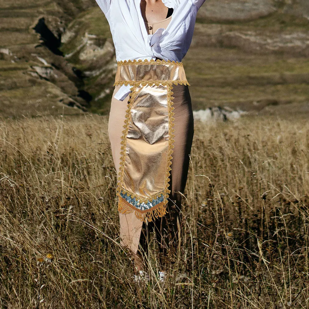 

Halloween Egyptian Pharaoh Outfit Headpiece Hat Belt Cosplay Costume Women Kit Reusable Cloth Soft Practical Ancient DIY Decor
