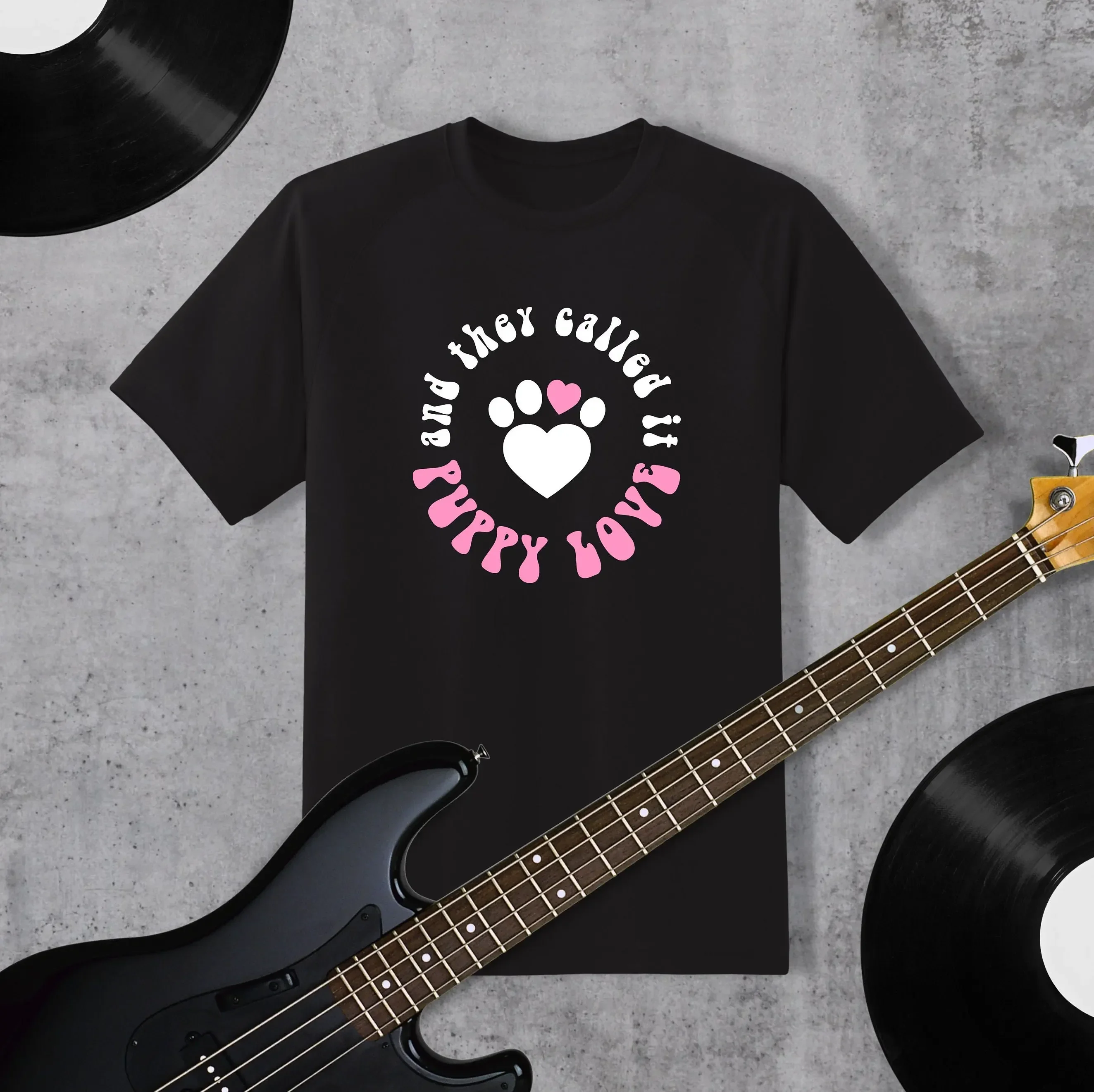 Puppy Love Paw PrinT T Shirt Dog Lover Cute Puppies Fur Baby Pet Owner Heart Design Donny Osmond Song Lyrics Valentines Day