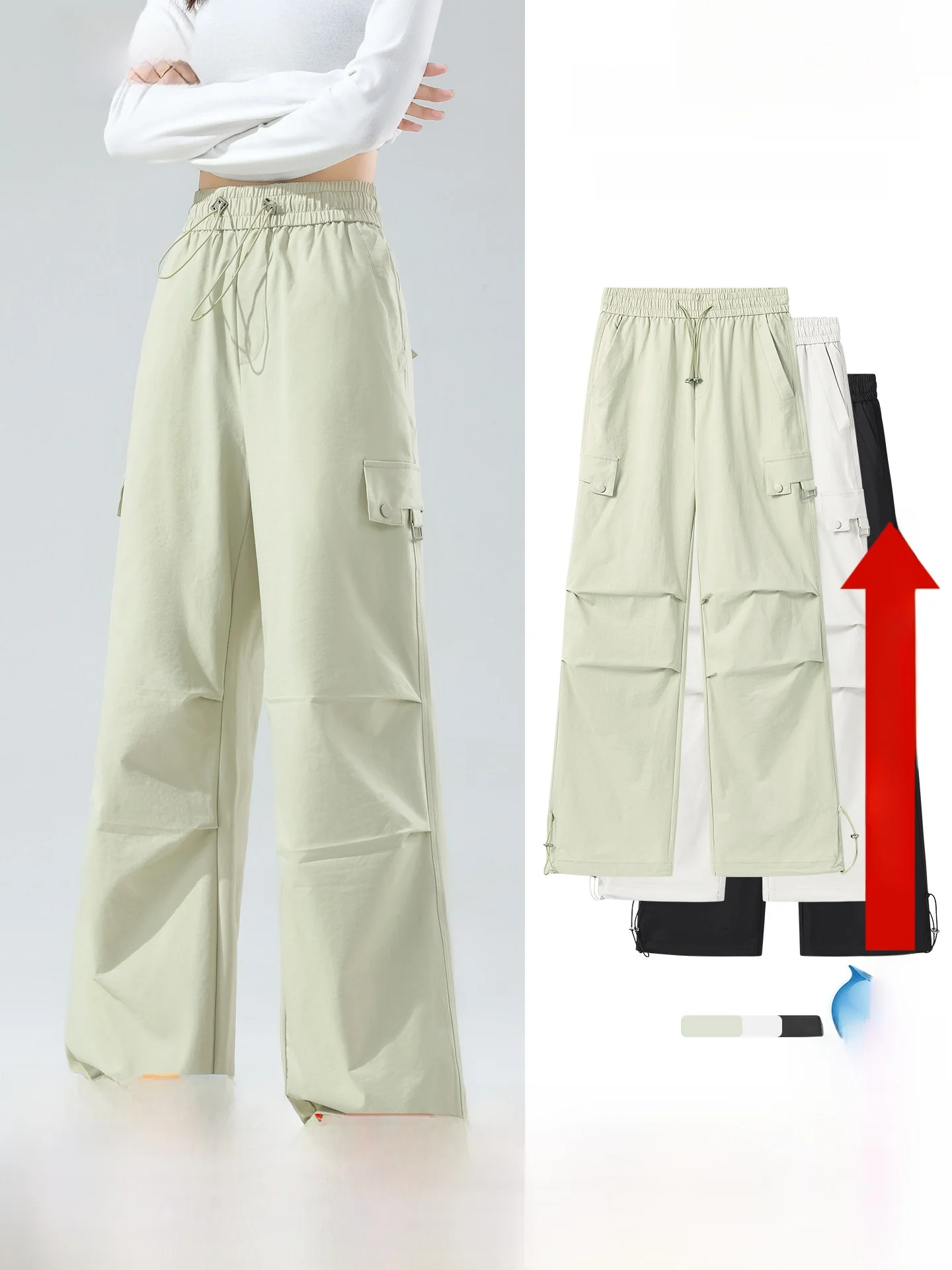 

Женские брюки Snow Flng Paratrooper, новые весенние повседневные прямые брюки для работы, с высокой талией, из полиэфирного волокна, спортивные