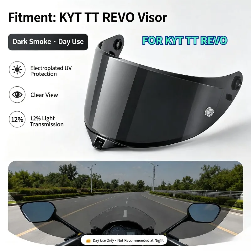 FOR KYT TT REVO Motorcycle Transparent Color Changing Face Mask Detachable Helmet Visors, Motorcycle Helmet Lenses