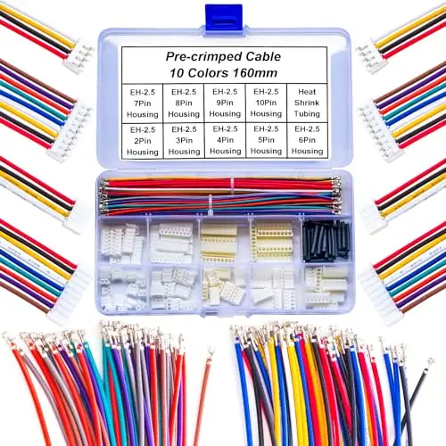 

EH 2.54 Female Connectors and 22AWG Cables, JST-EH EH 2.54mm Connector Kit,EH-2.54 2/3/4/5/6/7/8/9/10Pin Housing (YO-EH2.54)