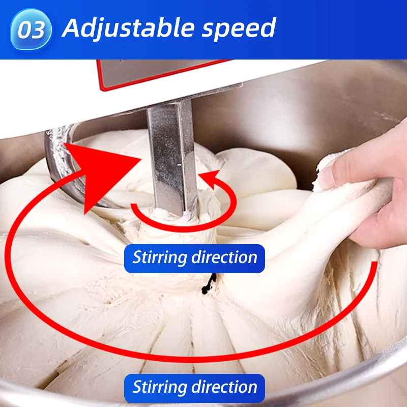 Stainless Steel Electric Kitchen Mixer Dough Kneading Machine Double Speed Commercial Spiral Dough Mixer