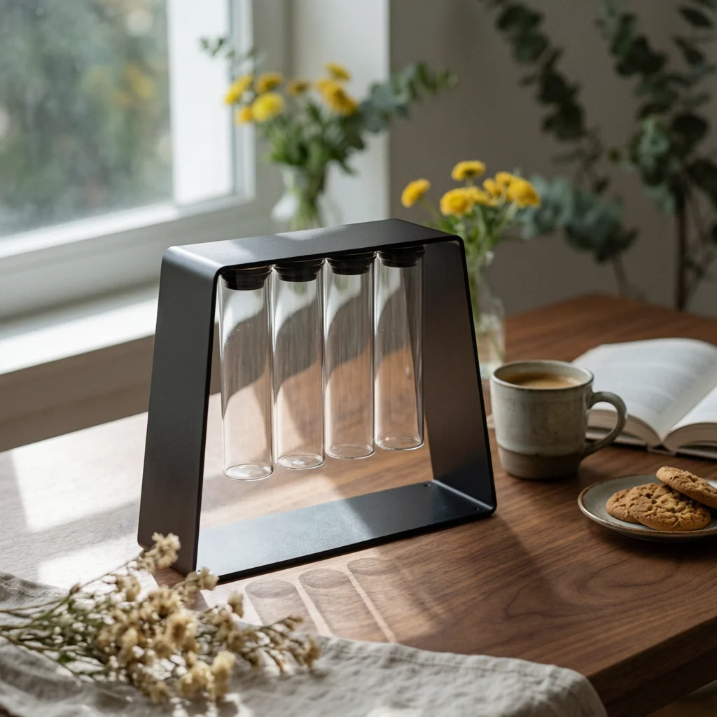 Coffee Bean Rack with Tubes Sturdy Coffee Bean Tube Organizer Test Tube Stand Modern Holder Stable for Baristas, Espresso Corner