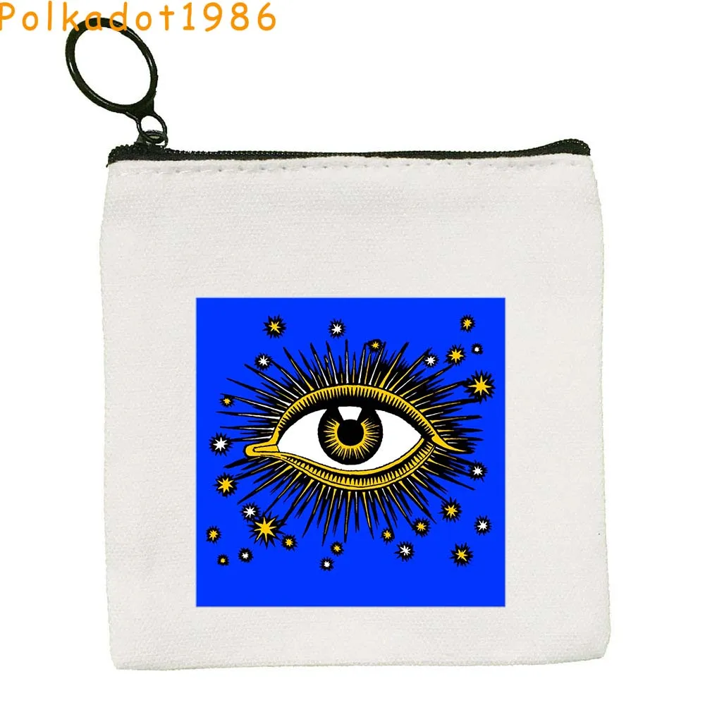 

Greek Turkish Nazar Blue Evil Eye Hamsa Hand Colorful Mandala All Seeing Eye Key Coin Purse Canvas Bag Cotton Pouch Wallet Gifts
