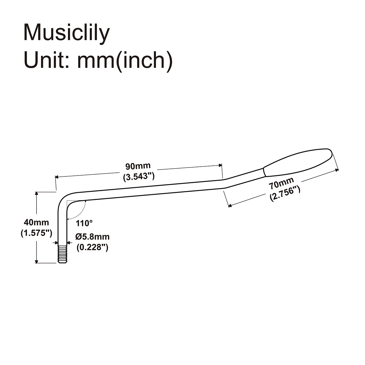 Musiclily Pro 5.8mm Thread-in Steel Tremolo Arm Whammy Bar Vibrato Arm for Squier ST Electric Guitar, Black with Black Tip