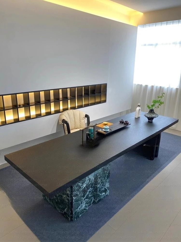 

Мраморный чайный столик из цельного дерева, бытовой современный простой чайный столик