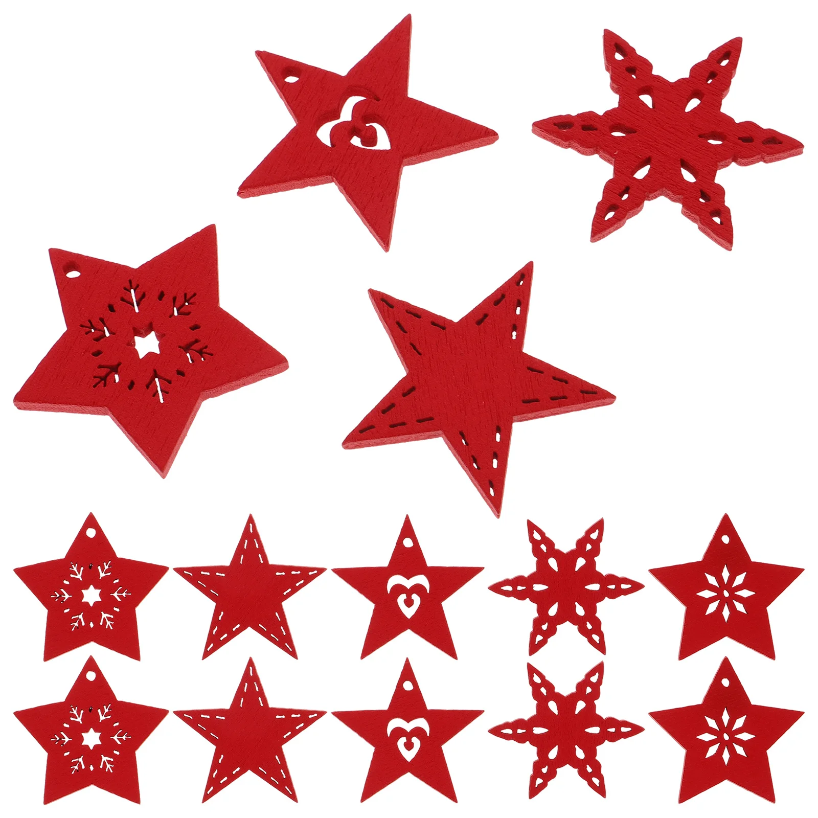 

50Pcs Wooden Pentagram Christmas Decorations Hanging Ornaments Smooth Craft Embellishments for Tree Home Wooden Pendants