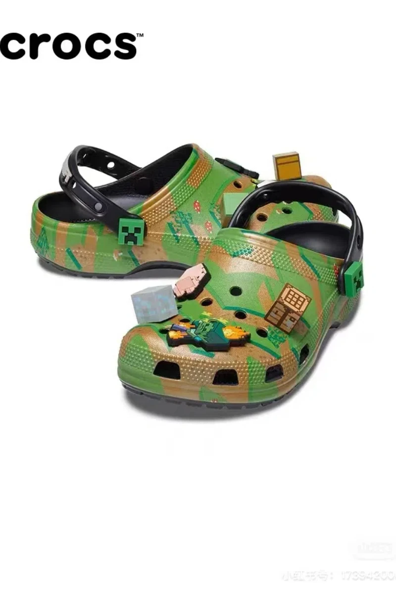 Sandalias originales Crocs x Minecraft Kawaii para niños y niñas, zapatillas antideslizantes para el hogar y la playa, regalo para niños