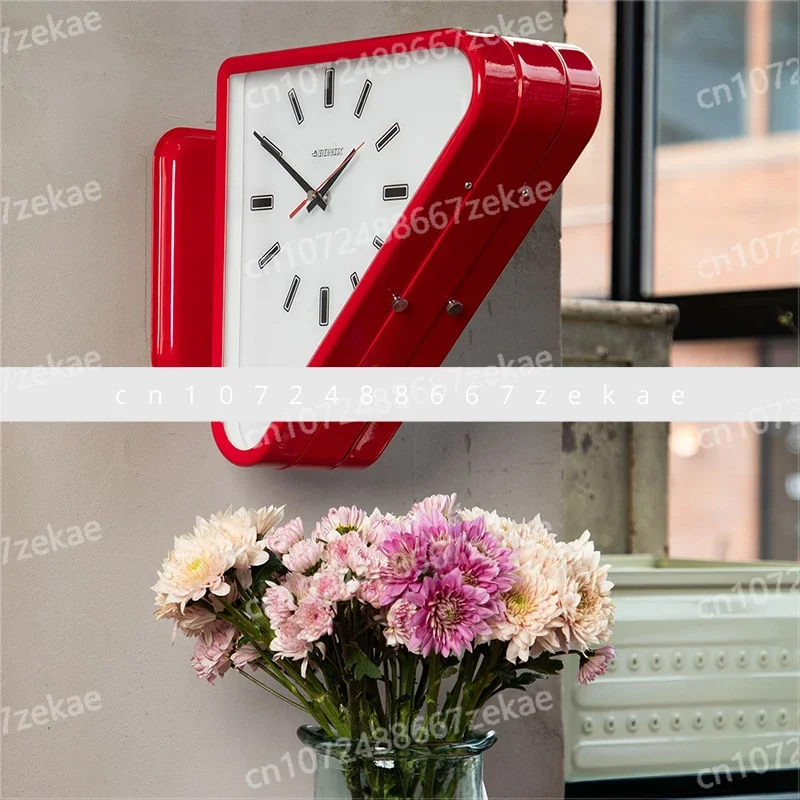 

Living Room Minimalism Clocks Two-sided Wall Clocks Triangle Modern Clock Mechanism Silent Design Clock Watch for Decoration