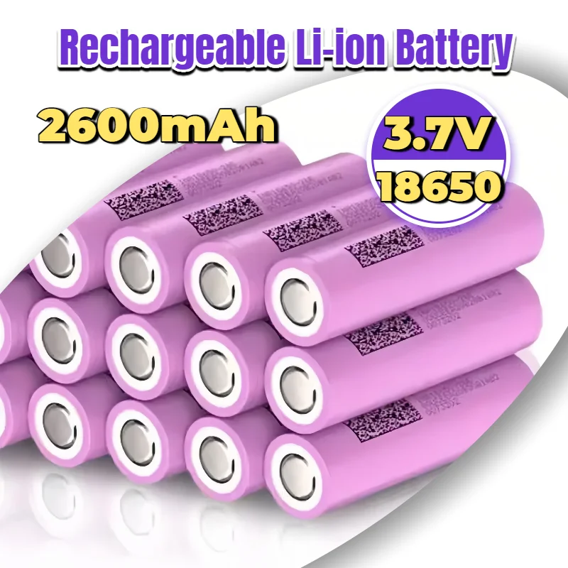 

High Power 18650 Battery 3.7V 2600mAh 5C High Drain Li-ion Rechargeable Cell for Electric Sweeper, Garden Tools, DIY