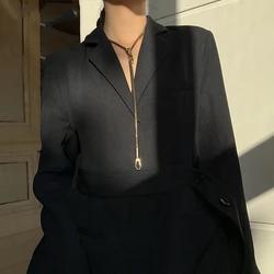 Exaggerated Street Shot Design Metal Zipper Clavicle Necklace Personality Fashion Carnival Party Jewelry Gift for Men and Women