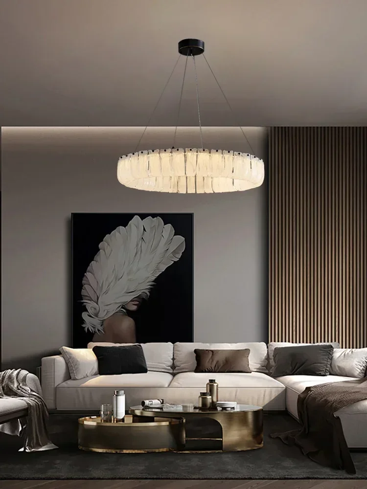 GHJUYIOL YECTSKIluxury-Plafonnier LED Rond en Métal et Verre struction é, Luminaire Décoratif de Plafond, Idéal pour un Salon