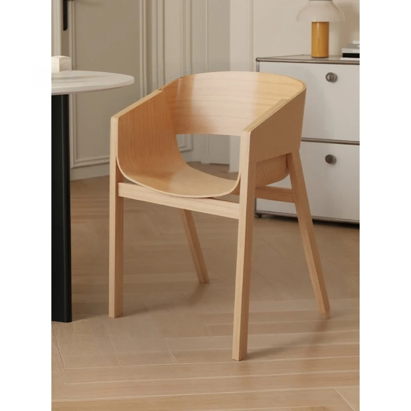Dining chair, retro home solid wood armrest back chair, dining table and chairs