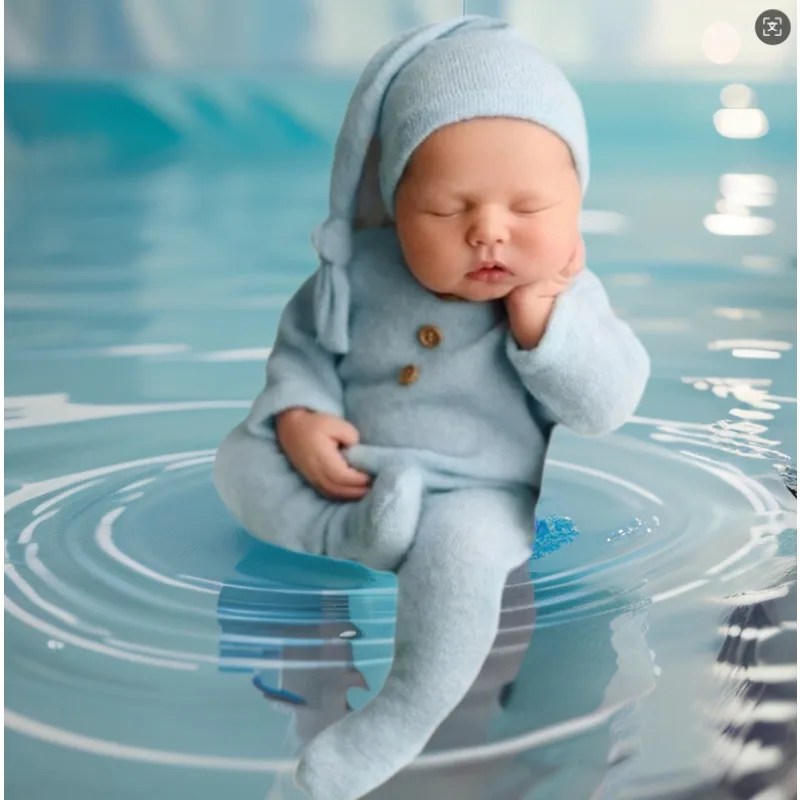 Newborn Photography Props Costume Cute Hat With Romper Set Newborn Boy Photoshoot Outfits Baby Boy Girl Photoshoot Outfits