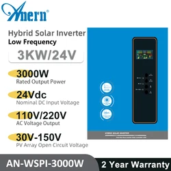 24V 3KW niska częstotliwość falownik solarny hybrydowy MPPT 3000W 60A falownik off-grid 220V 240V 110V 120V ładowarka energia słoneczna