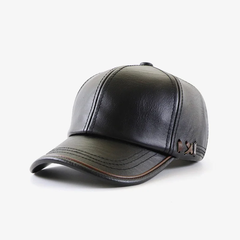 NEW Baseball Cap Casual Fashion Hat Autumn and Winter Plus Velvet Cap Leather Baseball Cap for Men Outdoor  Dad Hat