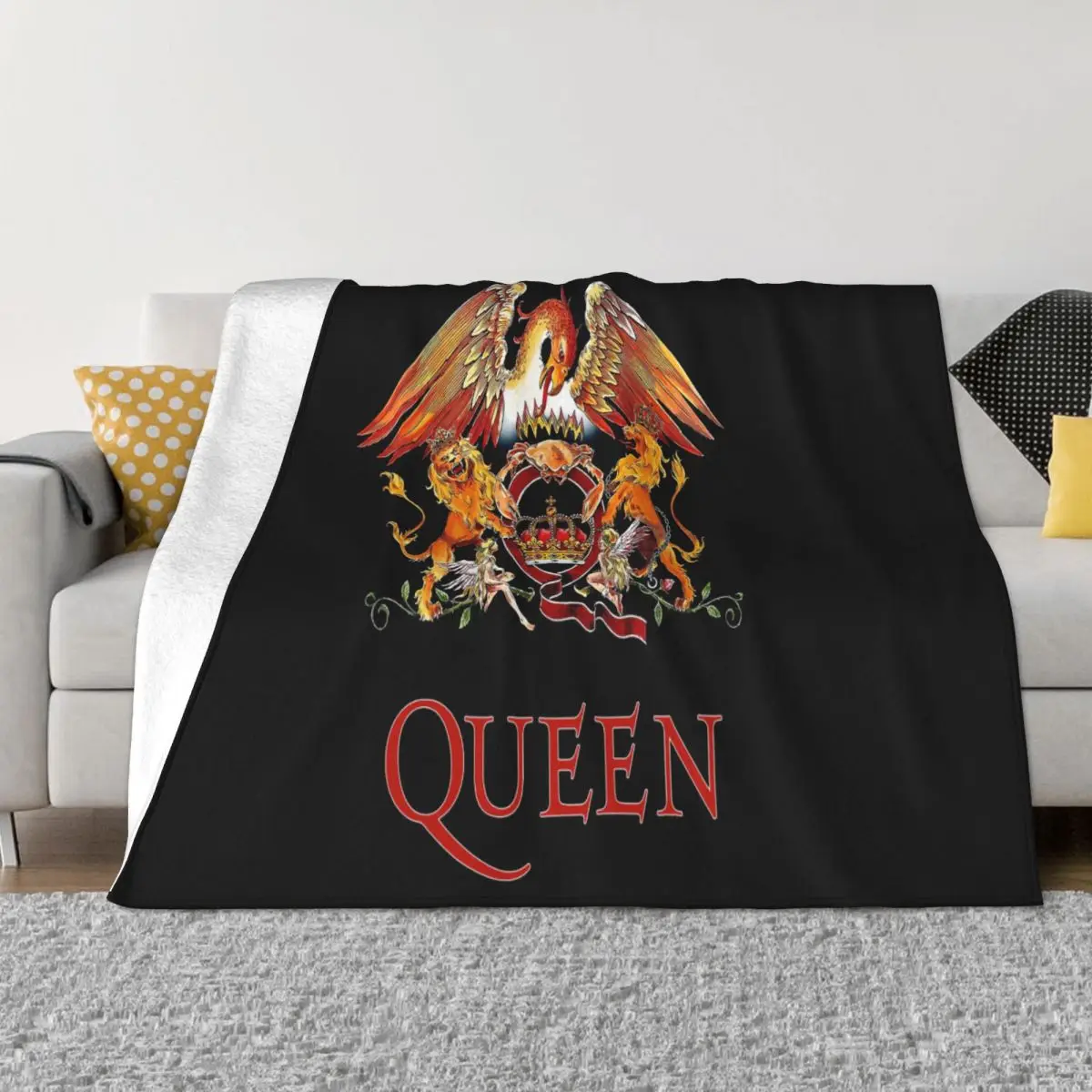 Queen Classic Crest Mens Unisex Official Licensed Band Merch Designing Rock Vacation Throw Blanket