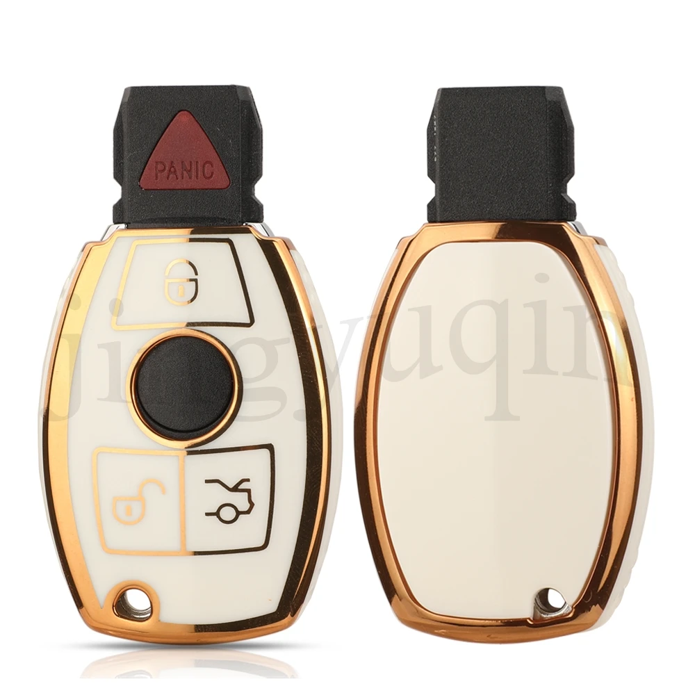 Jingyuqin casing kunci mobil TPU lembut, aksesori sarung kunci mobil Mercedes Benz A B C S CLA CLS GLA GLC GLE W212 S212 E300 3