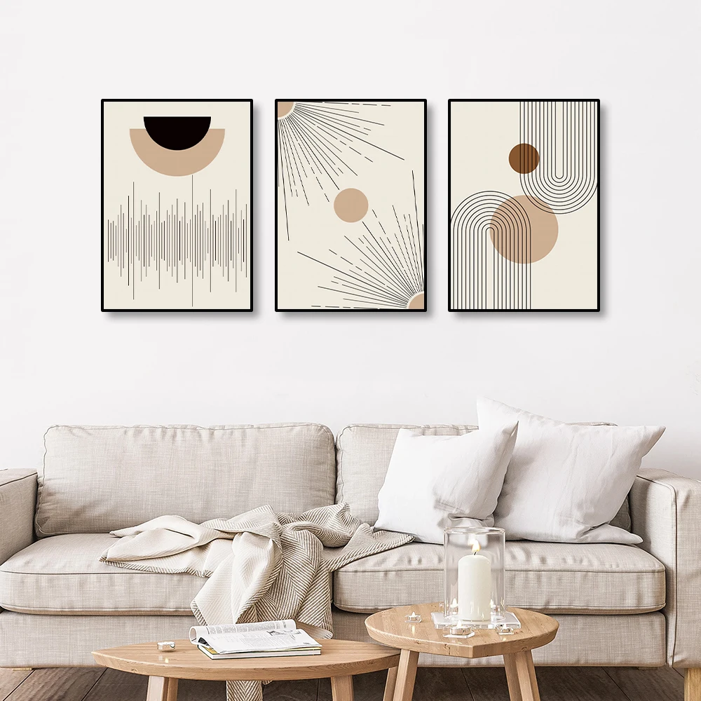 

Bohemian style abstract painting sunshine plant leaves graphic arch minimalist poster canvas print, modern art wall art wall art