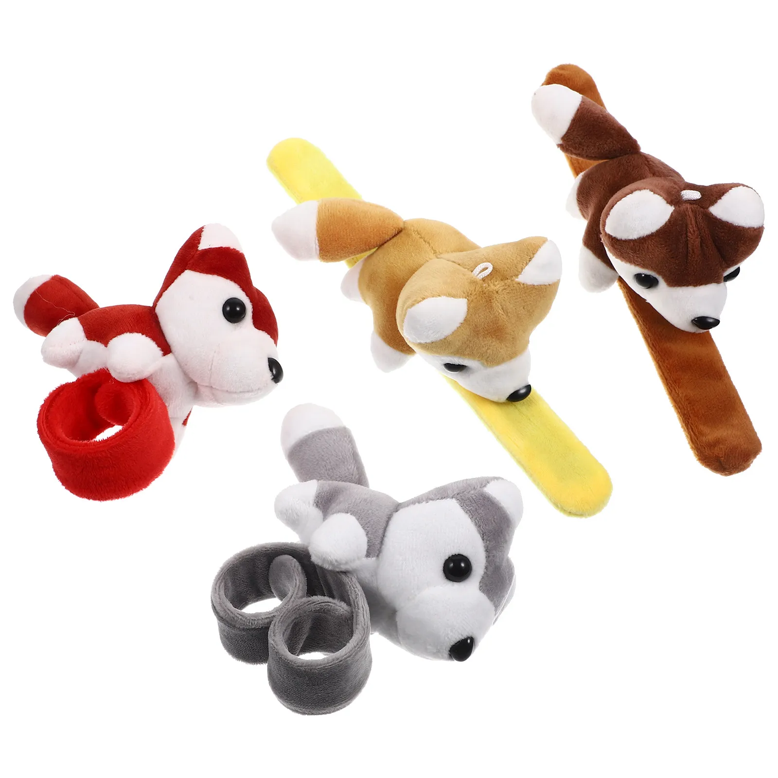 

4Pcs Stuffed Animal Slap Bracelets Cute Soft Wristbands Party Favors Birthday Supplies Animal Snap Bands Bulk Decorative