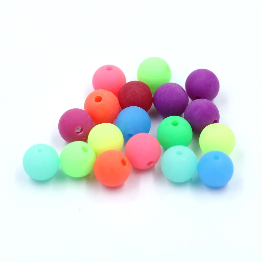 500Pcs Mixed Colorful Frosted Round Acrylic Spacer Beads For Charms Necklaces Fashion Craft Jewelry DIY Accessoreis 10mm