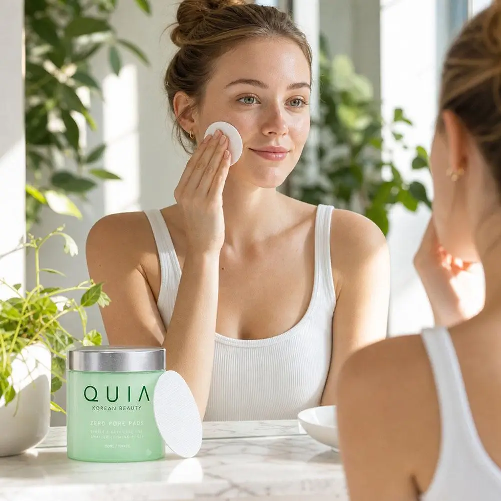 QUIA Zero Pore Pads 70Pads, Korean Beauty Exfoliating Toner Pads, Oil Control Minimize Pores Deep Cleansing Facial Cotton Pads