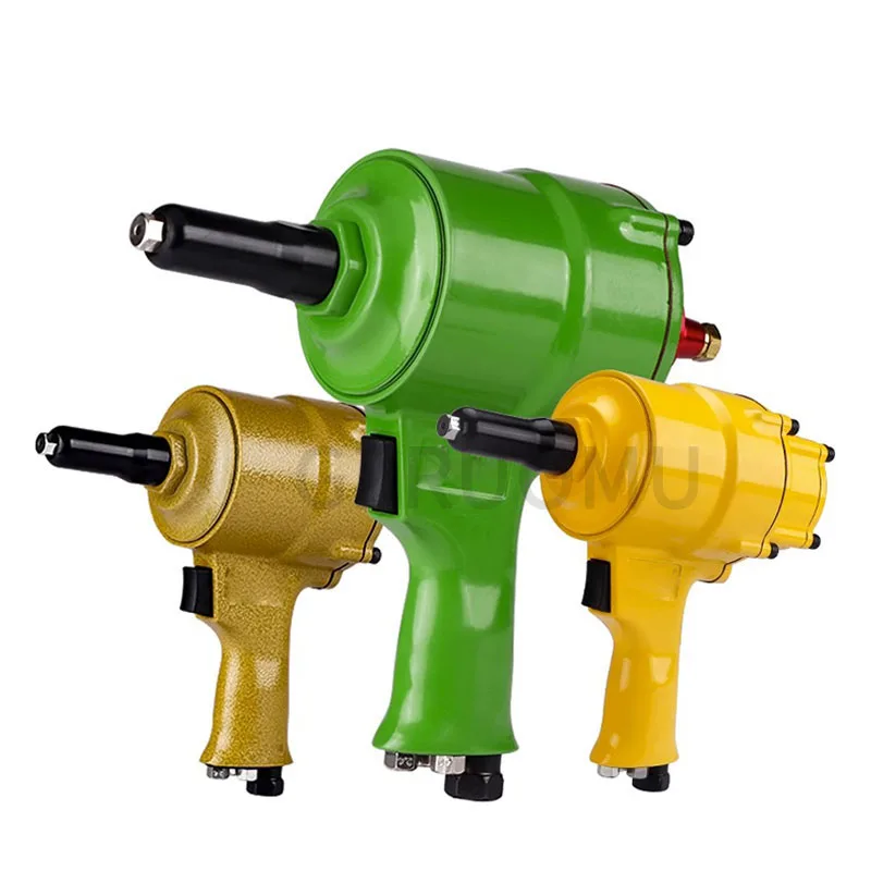 Powerful Pneumatic Air Blind Rivet Gun Handheld Two-Jaw Automatic Nail Suction Double Cylinder Riveting Tool Pull Force 1848KGS