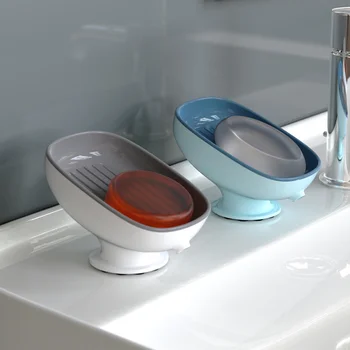 スーパー吸盤皿自己排水 Kithcen スポンジコンテナ浴室ホルダーソープボックス排水管