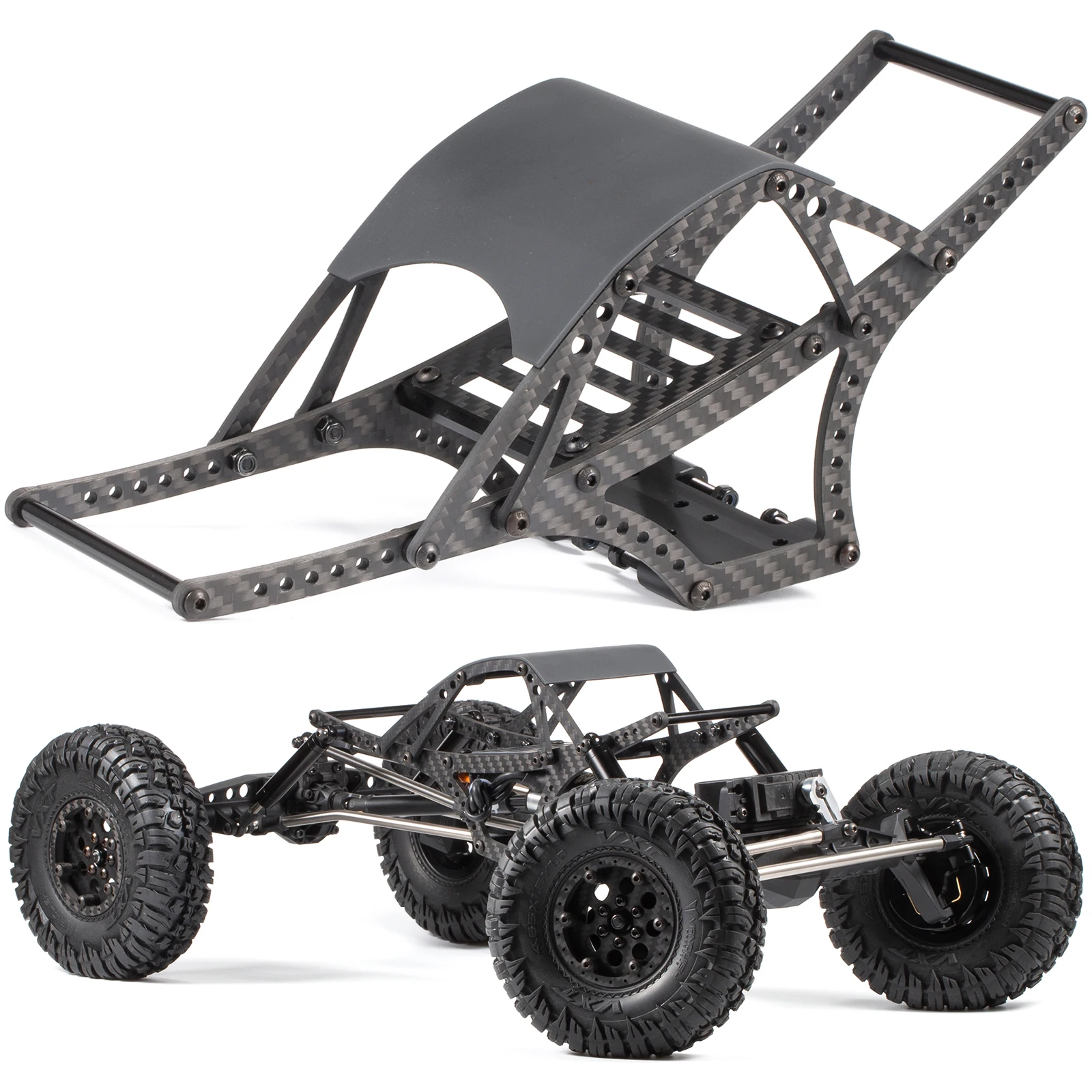 Carbon Fiber LCG Trail Buggy Chassis Kit and Titanium Link Set for 1/10 Capra Portal Axle Super Class RC Rock Crawler Build