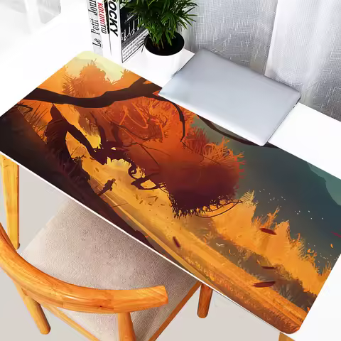 Mouse Pad Laptop Autumn Maple Trees Keyboard Rug Office PC Gaming Accessories Mousepad Natural Landscape Desk Mat Anime Carpet