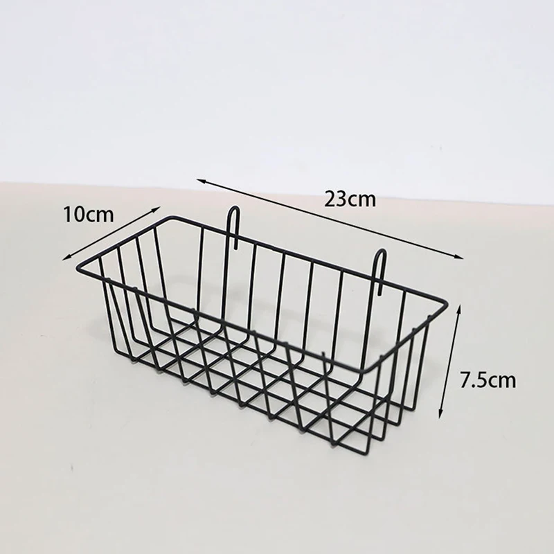 Metal Decorative Storage Basket DIY Iron Grid Flower Pot Hanging Shelf Wall Art Mounted Frame Mesh Display Rack Home Decoration