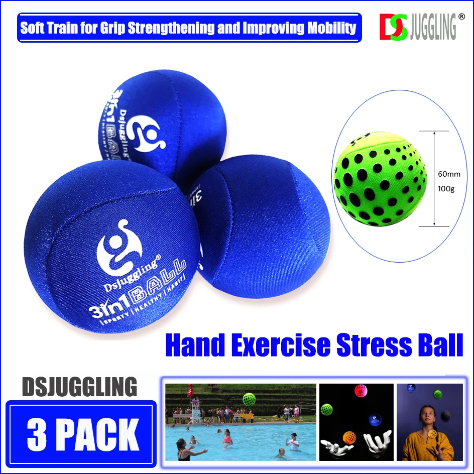 BBDS3 Hand Exercise Stress Ball Set 3 Pack Soft Train for Grip Strengthening, and Improving Mobility Contact Juggling