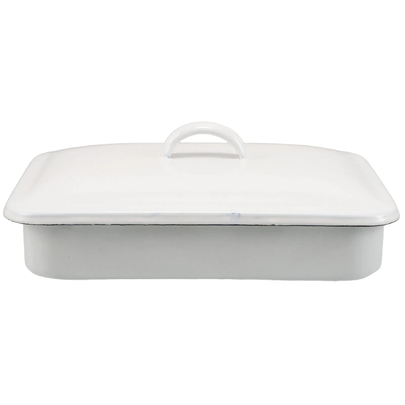 

Enamel Roasting Pan Lid Rectangular Non Stick Baking Dish Oven Safe for Meat Chicken Vegetables Heavy Duty Dishwasher Safe