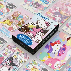 92PCS Sanrio Stickers Card Cartoon Handbook Sticker Ins Style 3-inch Small Card Double sided LOMO Card Children's Toy Gift