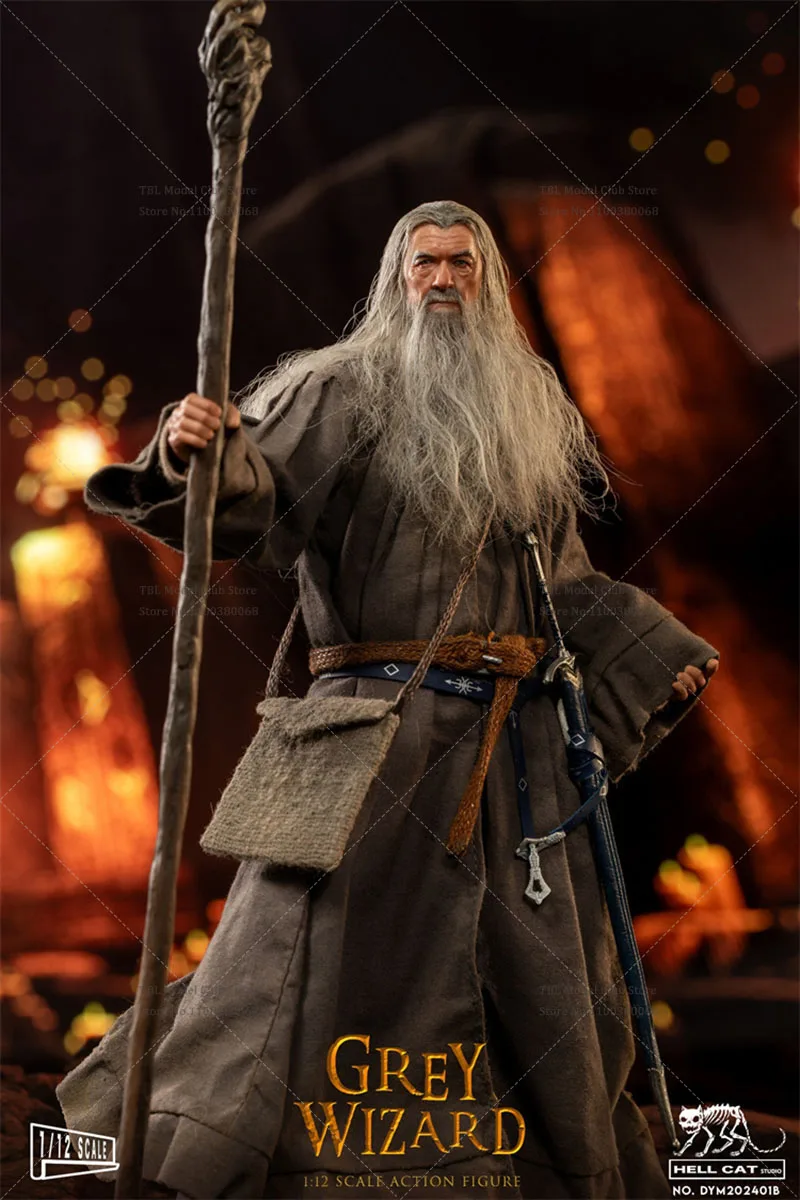 In Stock DYM202401 1/12 Scale Collectible Grey Robe Wizard 6-inch Male Soldier Action Figure Model Toy for Hobby Gifts