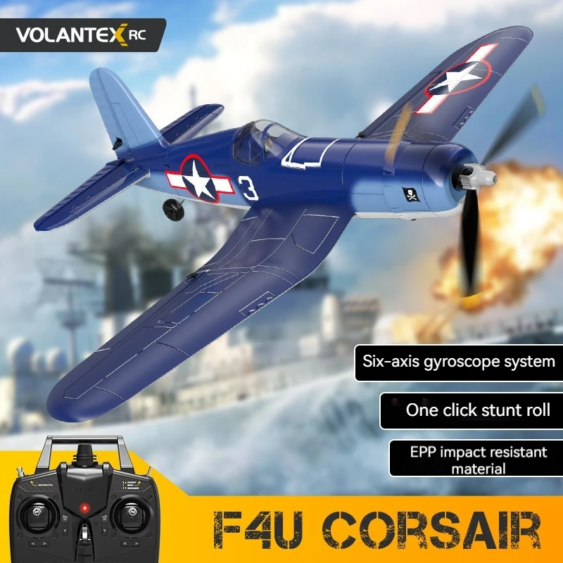 

Orlando 7618v2 Remote Control Aircraft Four Channel F4u Pirate Fighter Fixed Wing Glider Stunt Mustang Model Foam Fall Resistant