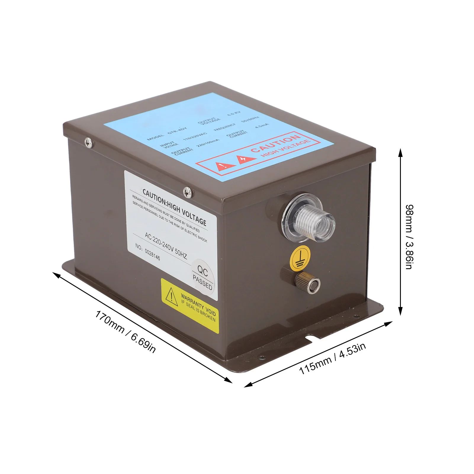 مصدر طاقة قضيب مؤين مضاد للكهرباء الساكنة - مخرج واحد 6.0 كيلو فولت، إزالة ثابتة فعالة مع تصميم جرح نحاسي ثابت