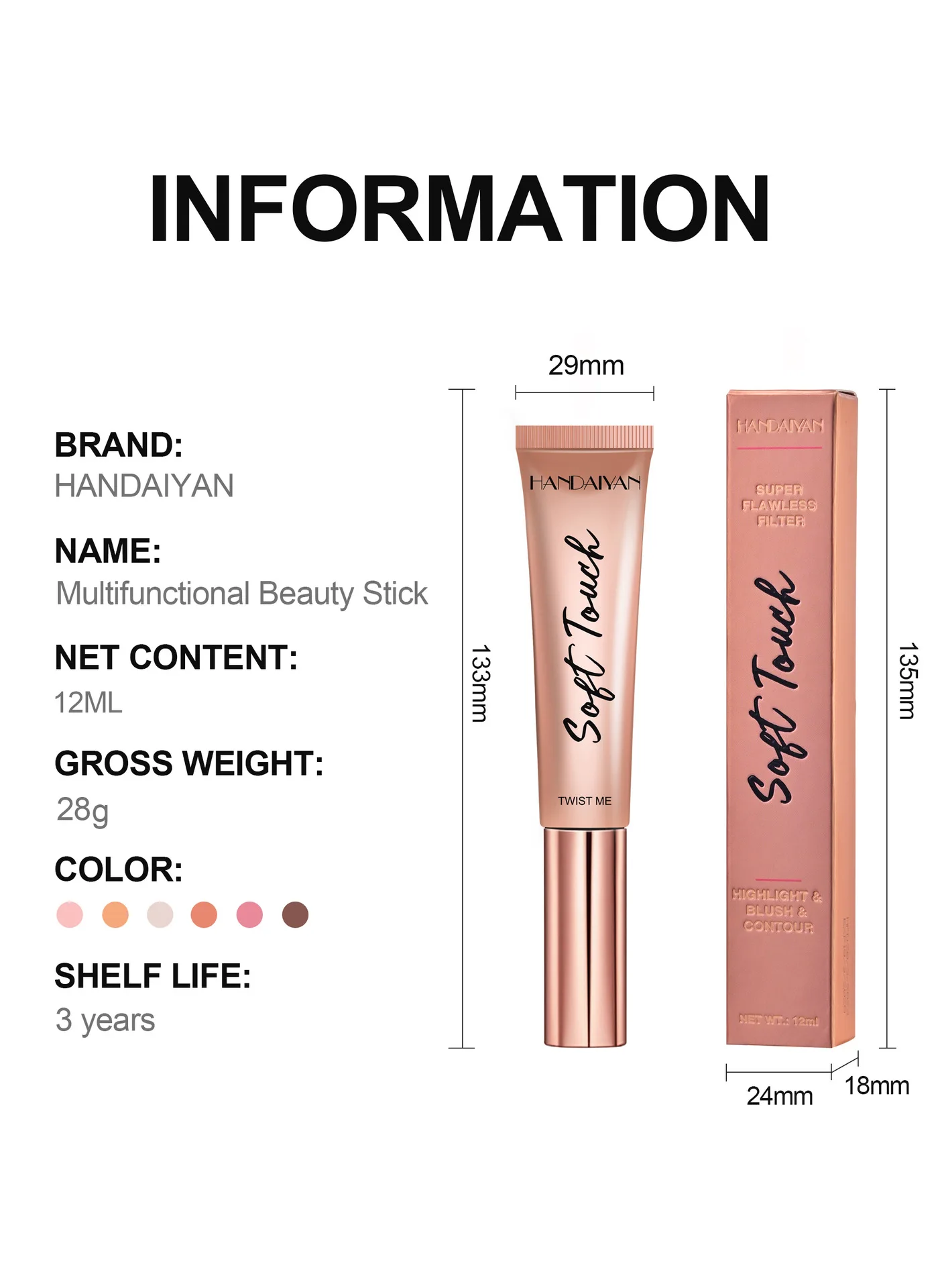 Blush Cream High Matte Natural Flush Brightening Liquid face shadow Stereoscopic blush stick