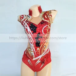 LIUHUO Customize Women Girl Costume Performance Rhythmic Gymnastics Ballet Competition Leotard Figure Ice Skating Dress Teen Red