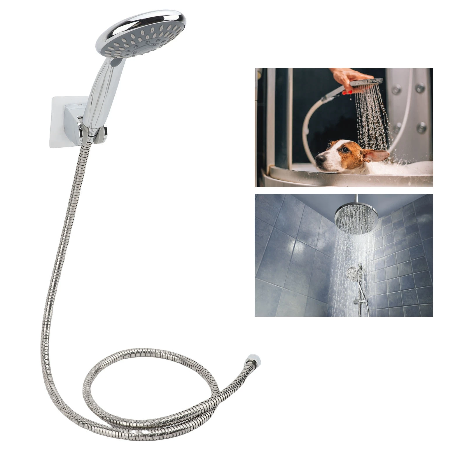 

Shower System 5 Layer Polished 3 Functions 360° Rotating Stainless Steel Double Shower Head Set Large Coverage Area for Hotel