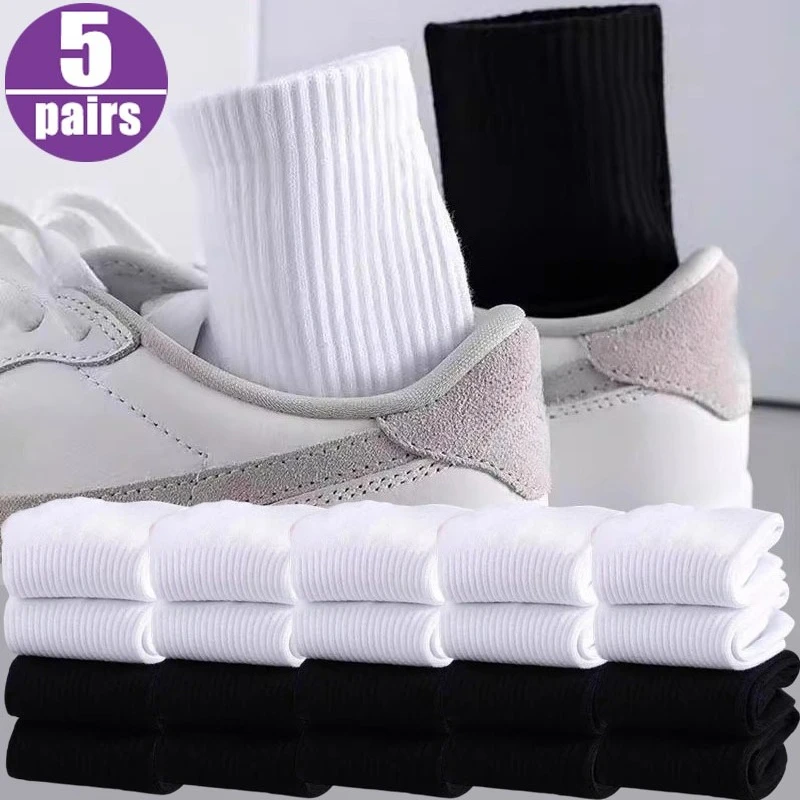 Schwarz-weiße High-Top-Sportsocken aus Baumwolle, rutschfeste Socke, atmungsaktive, gepolsterte Sportsocken für Unisex-Laufstrümpfe im Großhandel