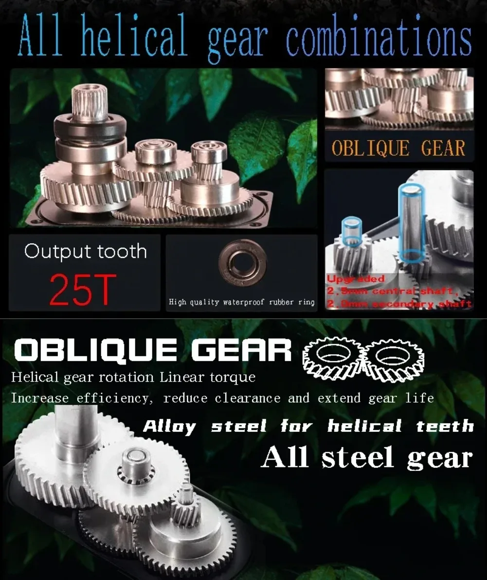 Motor ip68 à prova d'água, 35kg, engrenagem helicoidal de aço, servo digital para acessórios rc 1/8 1/10, controle remoto, carro de brinquedo, robô crawler