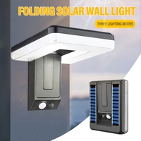 Outdoor Folding Solar Light with Motion Sensor Wall Sconce 120° Wide Angle Lighting Solar Wall Sconce 3 Lighting Modes IP44