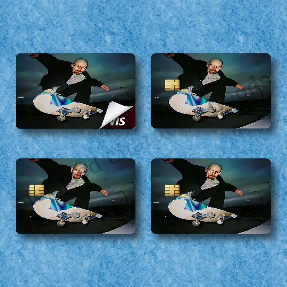Walter White Cool Skateboard Tricks Card Skin Stickers Decor For Credit Debit Card  Travel Transport ID Metro Cards 4Pcs Set
