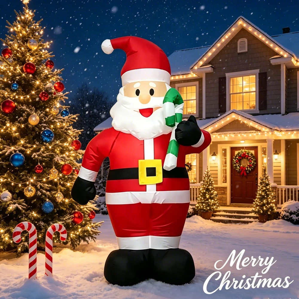 Climbing Santa Christmas Inflatable Christmas Yard Decorations with LED, Christmas Blow up Yard Decoration for Outdoor Decor