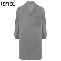 Work Coat Adult Workwear Unisex Mens Womens Wear Resistant Lapel Long Sleeve Front Button Dustproof Jacket Lab Coat with Pockets