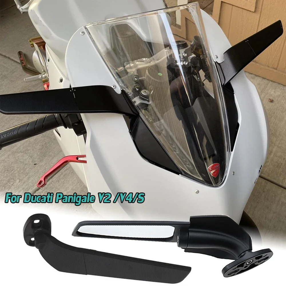 Motorcycle Accessories For Ducati V2 Panigale V4 S Rearview Mirror Wind Wing Rotating Side Mirrors 2018 2019 2020 2021 2022 2023