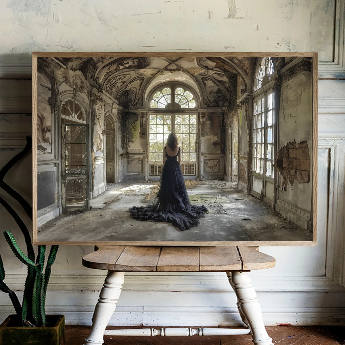 

2024 New Gothic Palace Wedding Dress Lady Canvas Painting Wall Art Print Vintage Occult Aesthetic Art Poster Print Home Decor