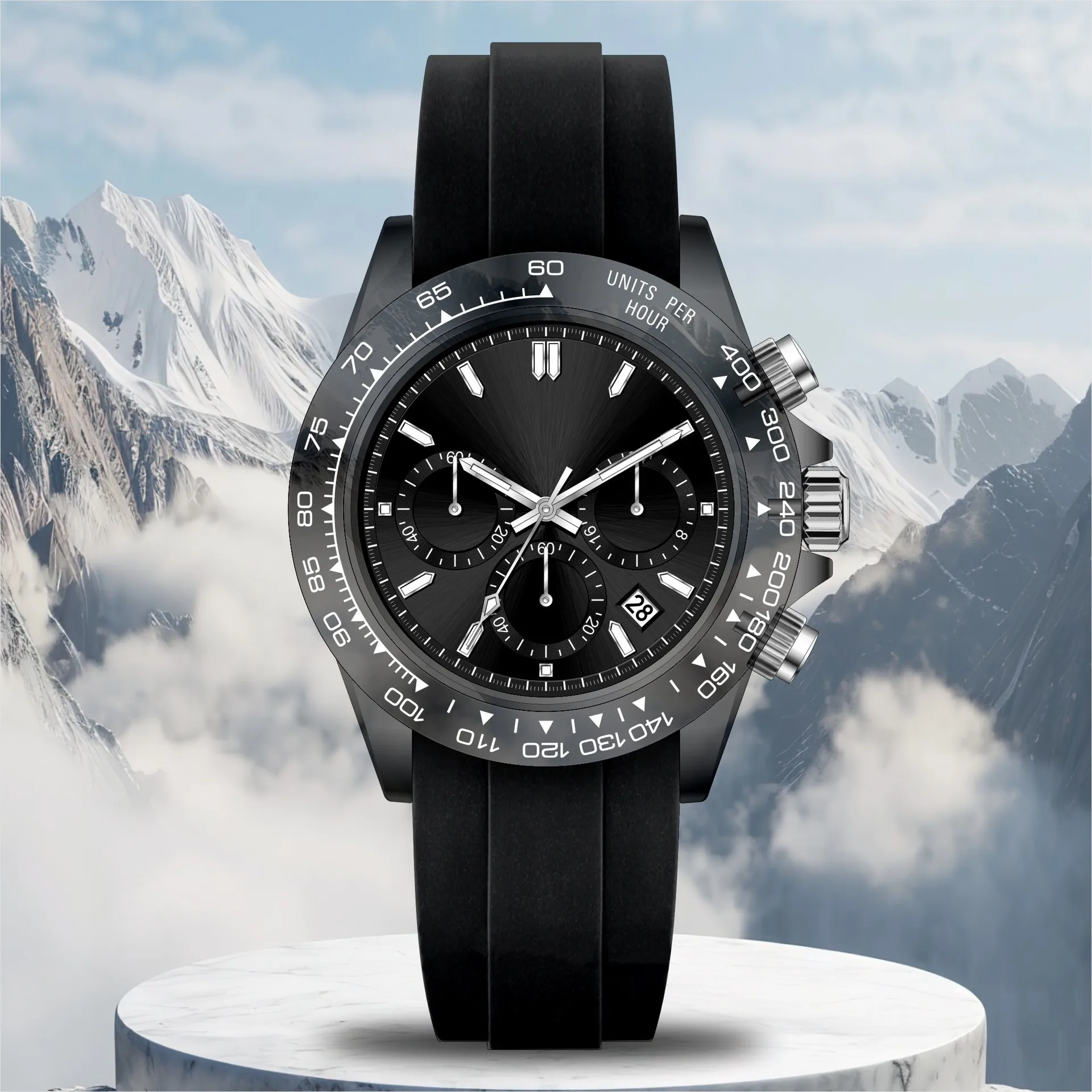 Multifunction Mens Quartz Watch Transparent Plastic Chronograph Waterproof Luminous Wristwatch