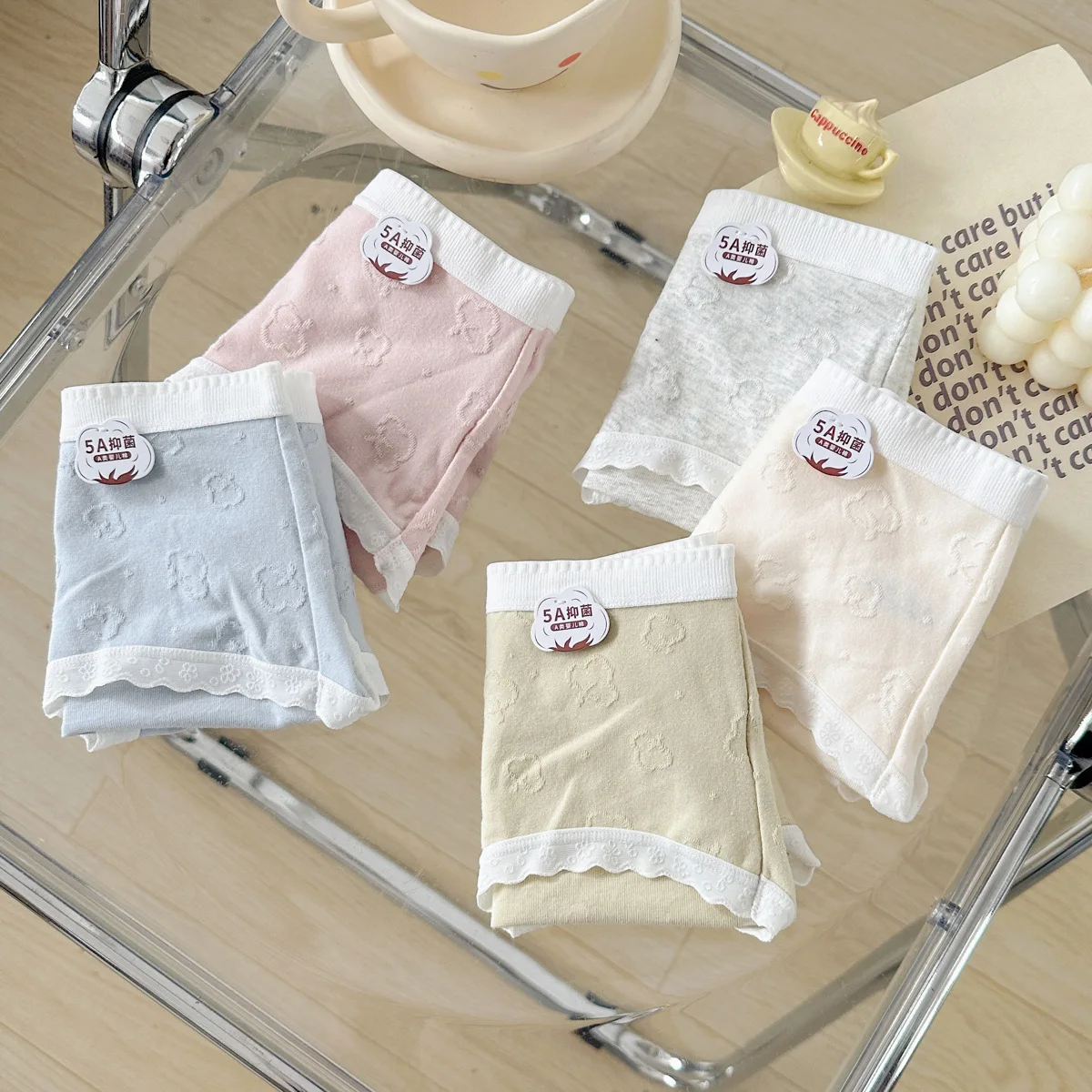 

Cloud Cream Full Pants 5A Skin-Friendly Cotton Jacquard Girl Panties Mid-waist Bag Hip Briefs Antibacterial